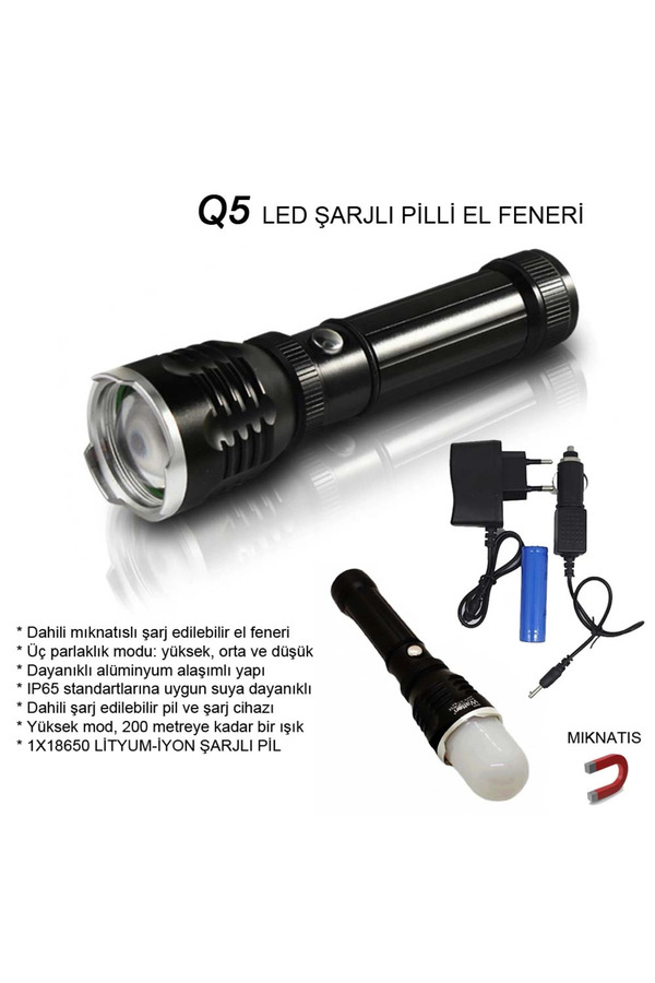 Evi̇mdeyokyok Flaşörlü Uzun Mesafeli̇ Şarjlı Pi̇lli̇ Mıknatıslı El Feneri̇ Wt-282