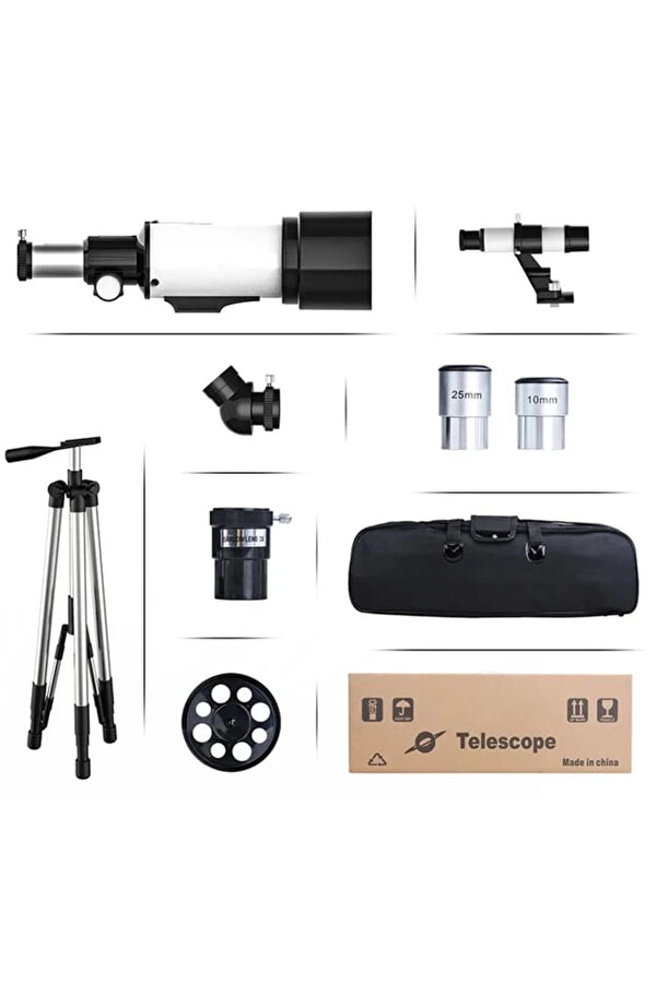 Evi̇mdeyokyok 400X70Mm Açıklıklı Refrakter Teleskoplar (15X150X), Telefon Adaptörlü Reflex