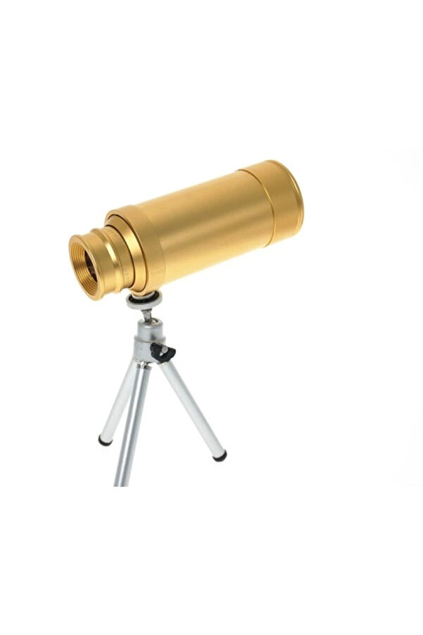 Evi̇mdeyokyok 50X50 Panda Metal Gövde Tek Gözle Büyük Mercek Korsan Dürbün Gold