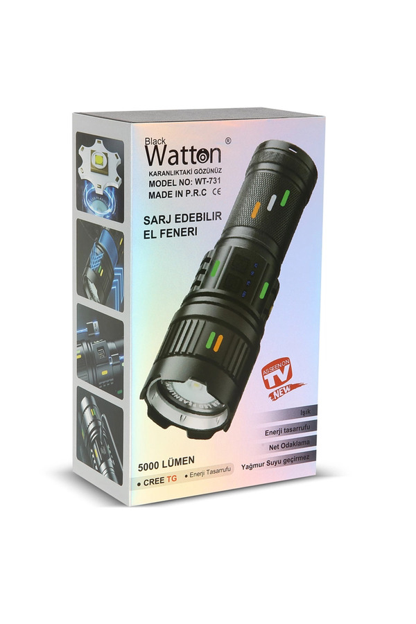 Evi̇mdeyokyok 5000 Lümen Cree Tg Led Şarj Göstergeli̇ El Feneri̇ Wt-731