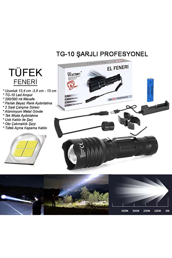 Evi̇mdeyokyok Tg-10 Şarjlı Profesyonel Av Feneri̇ Wt-620
