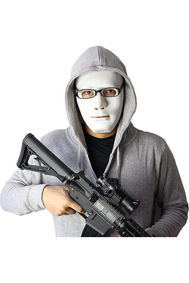 Evi̇mdeyokyok Beyaz Renk Hi̇p Hop Anoni̇m Jabbawockeez Dans Maskesi̇ 18X19 Cm
