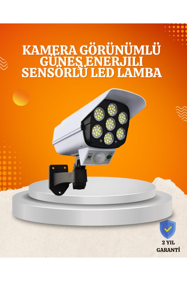 Ethab Giyim Solar Şarjlı Hareket Sensörlü Led Dış Mekan Lambası Kamera Tasarımlı Güven - Glst2898-716