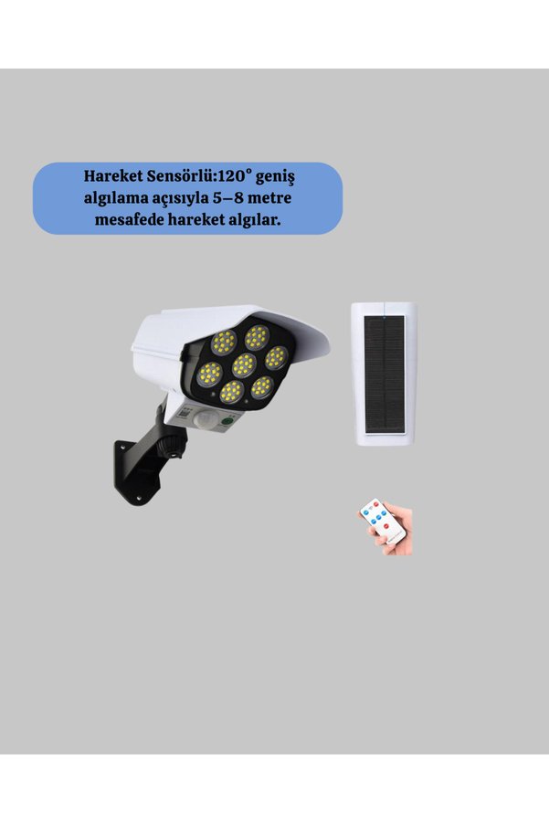 Ethab Giyim Solar Şarjlı Hareket Sensörlü Led Dış Mekan Lambası Kamera Tasarımlı Güven - Glst2898-716