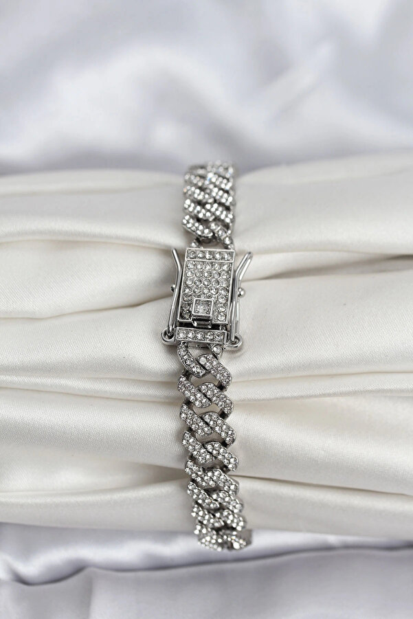 Buti̇k Gümüş Renk Pi̇ri̇nç Cuba Chai̇n Gurmet Bi̇lekli̇k