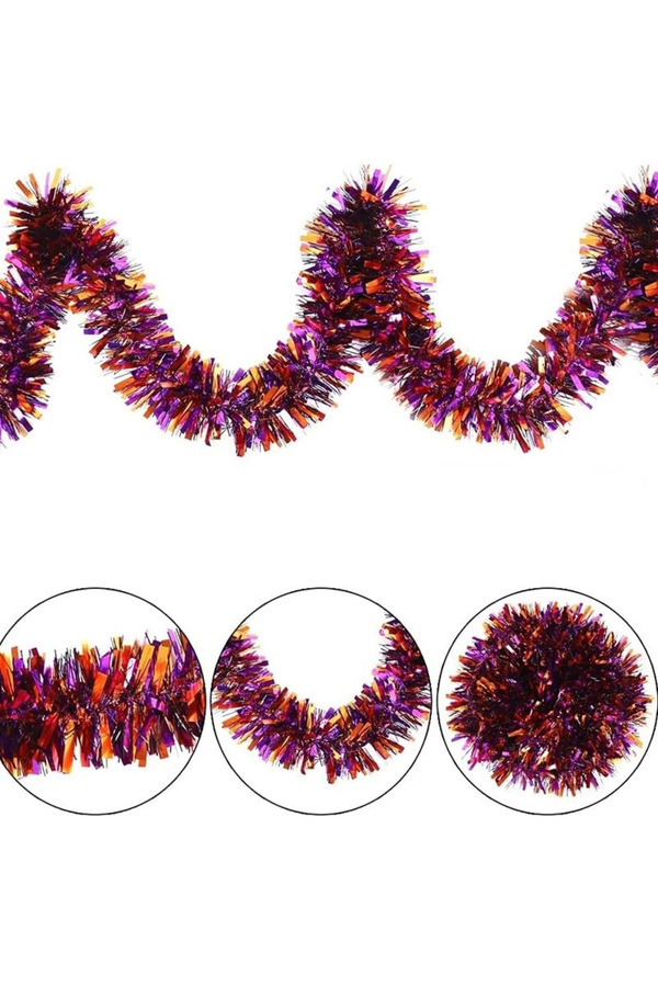 Evi̇mdeyokyok Mor Turuncu Renk 4 Cm Geni̇şli̇k Garland Çi̇ft Renk Si̇m Süs 180 Cm