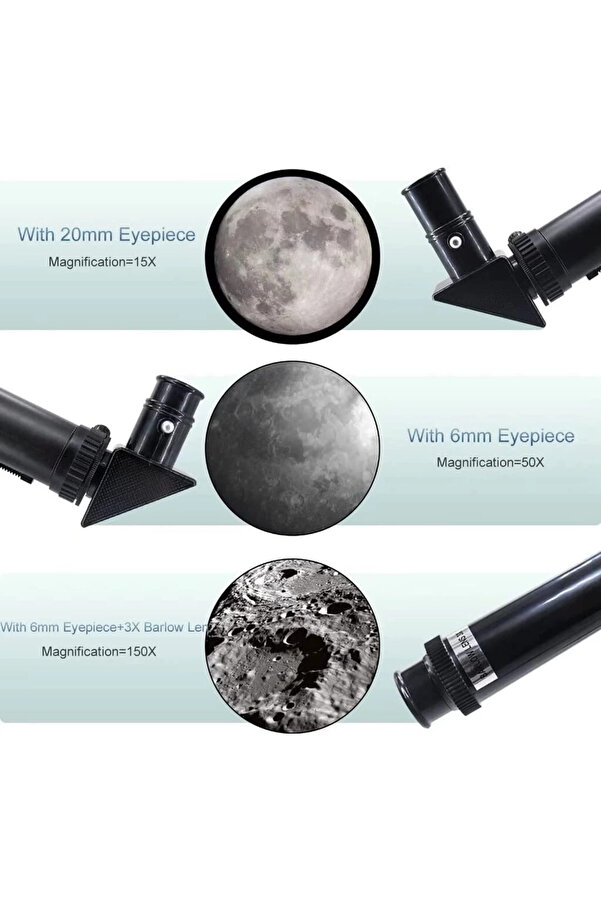 Evi̇mdeyokyok 400X70Mm Açıklıklı Refrakter Teleskoplar (15X150X), Telefon Adaptörlü Reflex