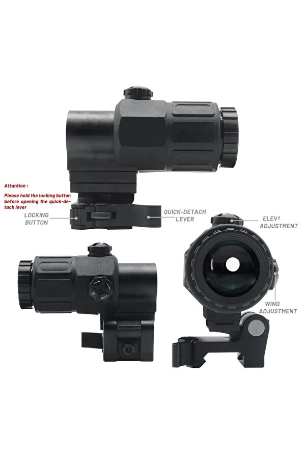Evimdeyokyok Magnifier 5X Yakınlaştırmalı Dürbün 22Mm Ray Uyumlu, Katlanır Yaylı Ayaklı