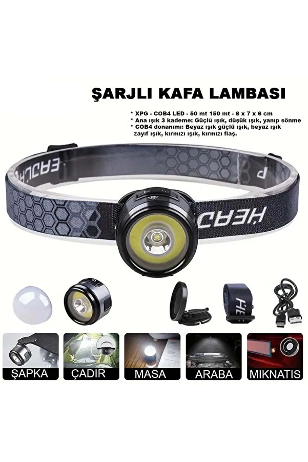 Evi̇mdeyokyok 7 Mod Şarjlı Kafa Ve Kamp Lambası Wt-618