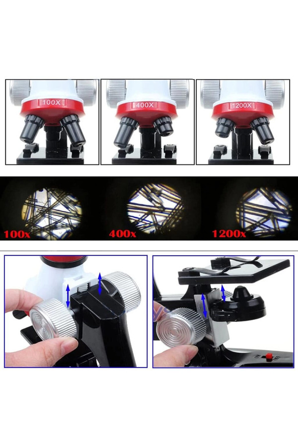 Evi̇mdeyokyok Eği̇ti̇ci̇ Mi̇kroskop Ki̇ti̇ Zoom Led Işıklı 100X 400X 1200X St1200X