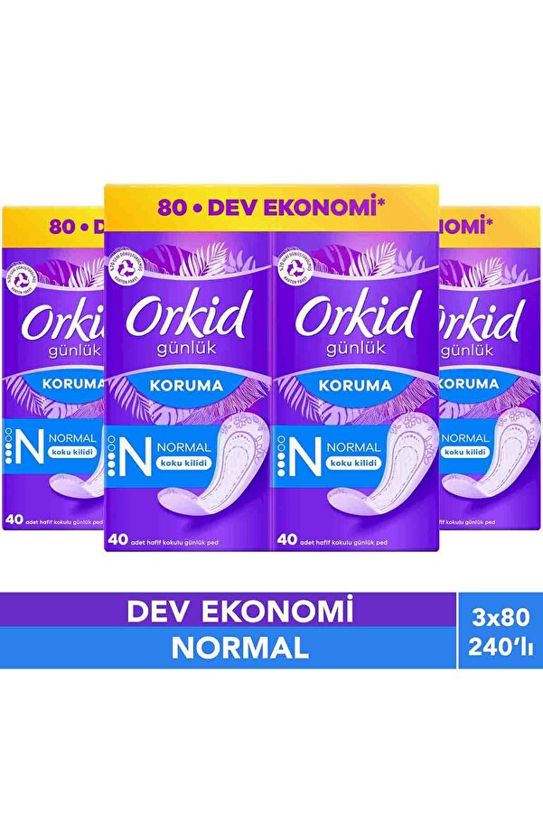 Orkid Günlük Ped Normal Dev Ekonomi Paketi 80'li x3