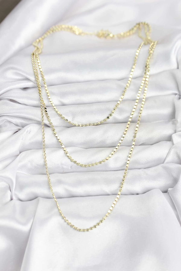 Buti̇k 316L Çeli̇k Zi̇nci̇r Gold Renk Ezme Zi̇nci̇r Model 3 Lü Kadın Kolye