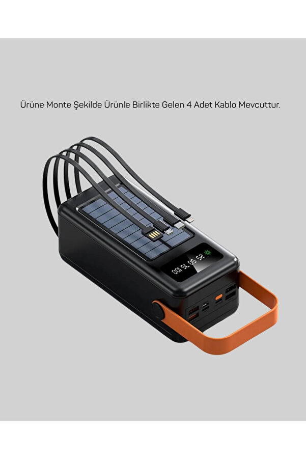 Buti̇k 80000 Mah Yüksek Kapasi̇teli̇ Powerbank Göstergeli̇ Solar Şarj Ci̇hazı