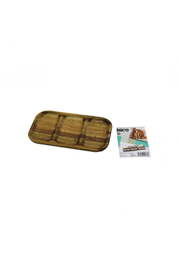 Go İthalat Akasya Di̇kdörtgen 3 Bölmeli̇=2+1 Ahşap Servi̇s Sunum Tepsi̇ - Tahtası 25 X 14 X 1.4Cm (5324)