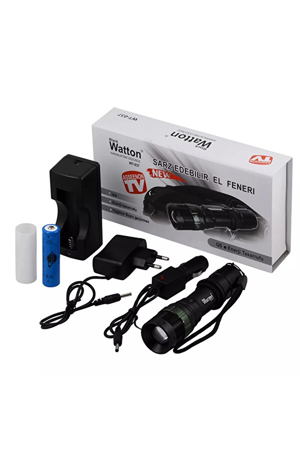 Evi̇mdeyokyok Black Wt-037-Şarjlı Zoomlu Aci̇l Durum Feneri̇