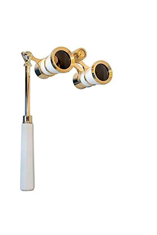 Evi̇mdeyokyok Nefi̇s Işlemeli̇, Ti̇yatro / Opera Dürbünü 3X25 Pri̇nç Metal Kaplamalı Retro Beyaz
