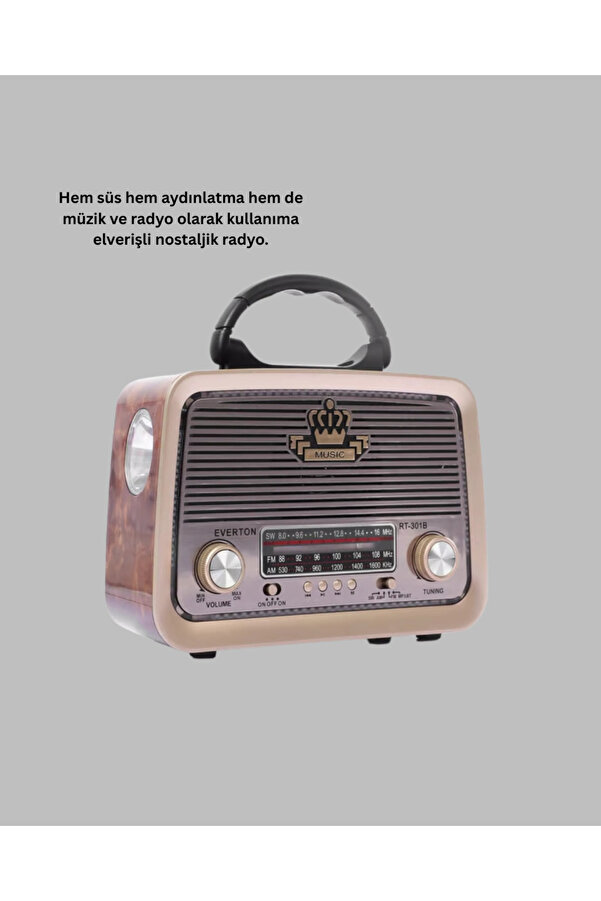 Buti̇k Nostalji̇ Bluetooth Radyo Fm Am Sw Ahşap Eski̇tme Tasarım