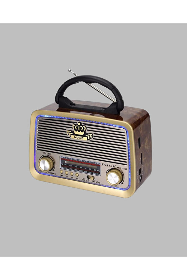Buti̇k Nostalji̇ Bluetooth Radyo Fm Am Sw Ahşap Eski̇tme Tasarım