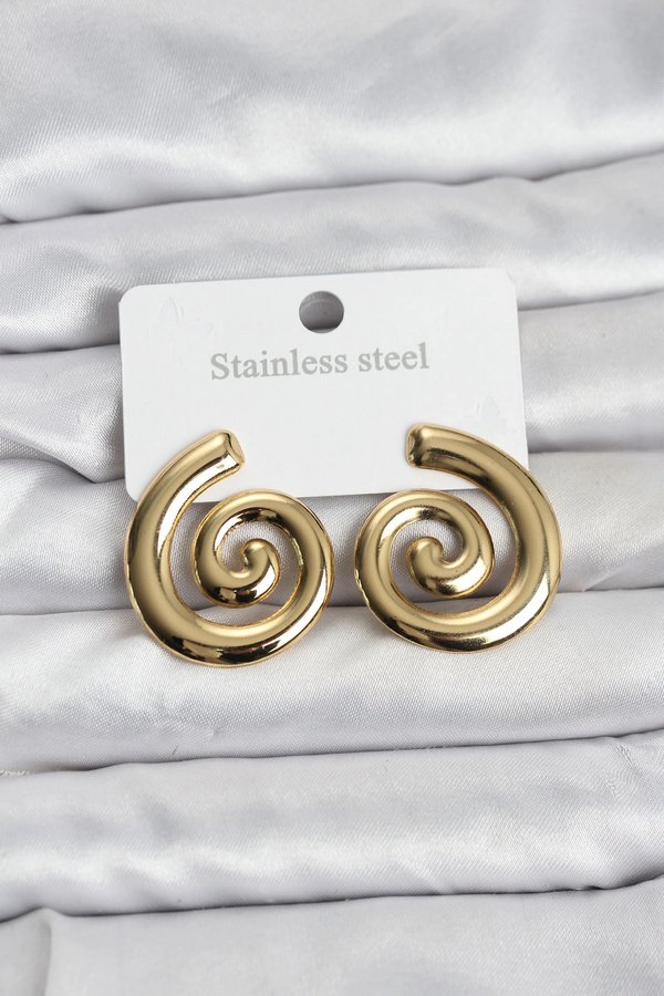 Buti̇k 316L Çeli̇k Gold Renk Sarmal Modelli̇ Kadın Küpe