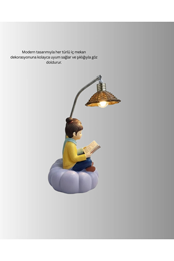 Buti̇k Ki̇tap Okuyan Çi̇ft Fi̇gürlü Gece Lambası Romanti̇k Dekorati̇f Masa Lambası