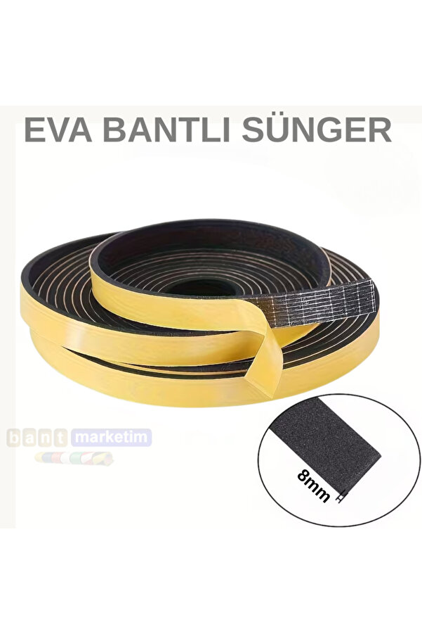 Evi̇mdeyokyok Eva Neopren Conta Sünger Bantlı Sızdırmazlık Bandı 8Mm Kalınlıkta 15Mmx10Mt