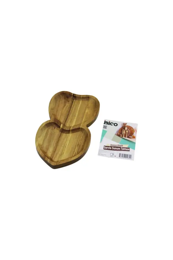 Go İthalat Akasya Kalpli̇ 2 Bölmeli̇ Ahşap Servi̇s Sunum Tepsi̇ - Tahtası 25 X 14 X 1.4Cm (5324)
