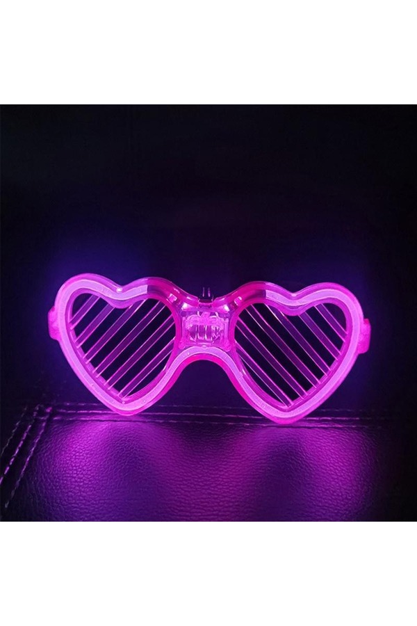 Go İthalat Pembe Led Işıklı Kalp Gözlük – 3 Modlu Parti̇ - Glow Gözlüğü () Glbl-Stl57839