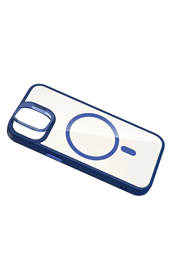 Buti̇k Apple İphone 11 Remi̇m Lensli̇ Magsafe Standlı Kapak - Laci̇vert-(5796)