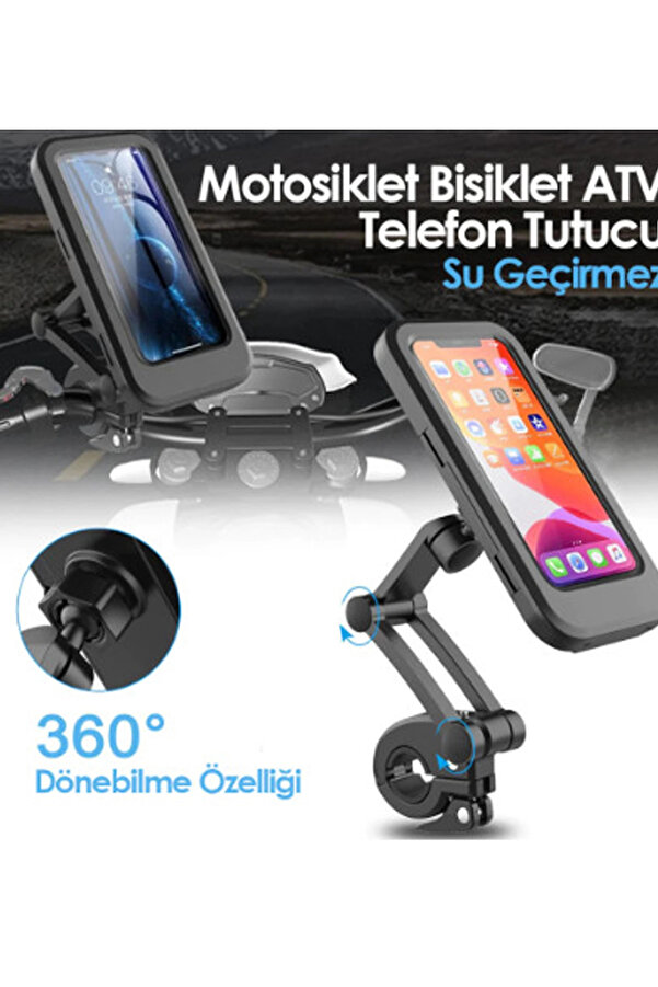 Evimdeyokyok Gidon Bağlantılı Su Geçirmez Mıknatıslı Motorsiklet Telefon Tutucu