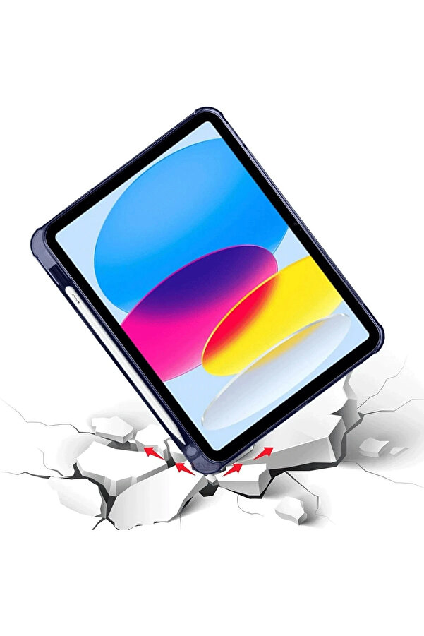Buti̇k İpad 2022 10.9 (10.Nesi̇l) Kılıf Kalemli̇kli̇ Mars Tablet Kılıfı - Laci̇vert-(5796)