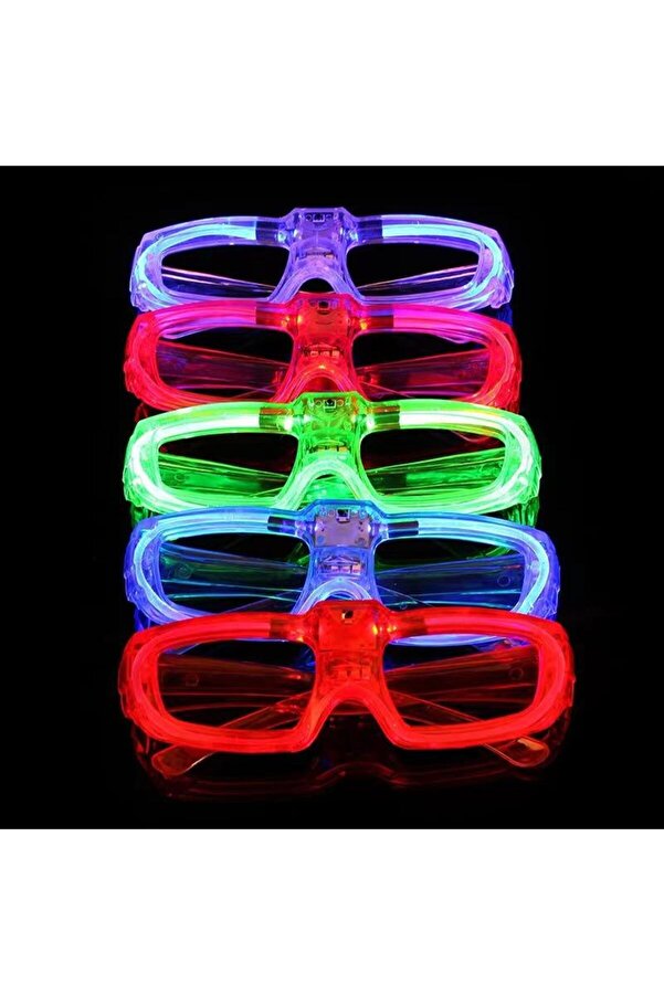Evi̇mdeyokyok Led Işıklı Glow Pi̇lli̇ Parti̇ Gözlüğü - Glow Efektli̇ 6 Adet 5 Renk