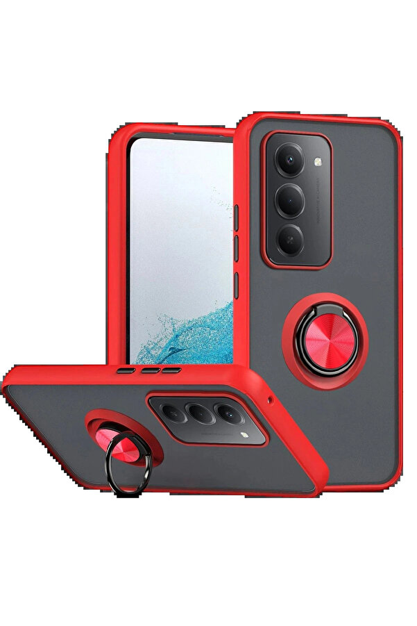 Buti̇k Xi̇aomi̇ Redmi̇ 15 4G Montreal Yüzüklü Si̇li̇kon Kapak - Kırmızı-(5796)