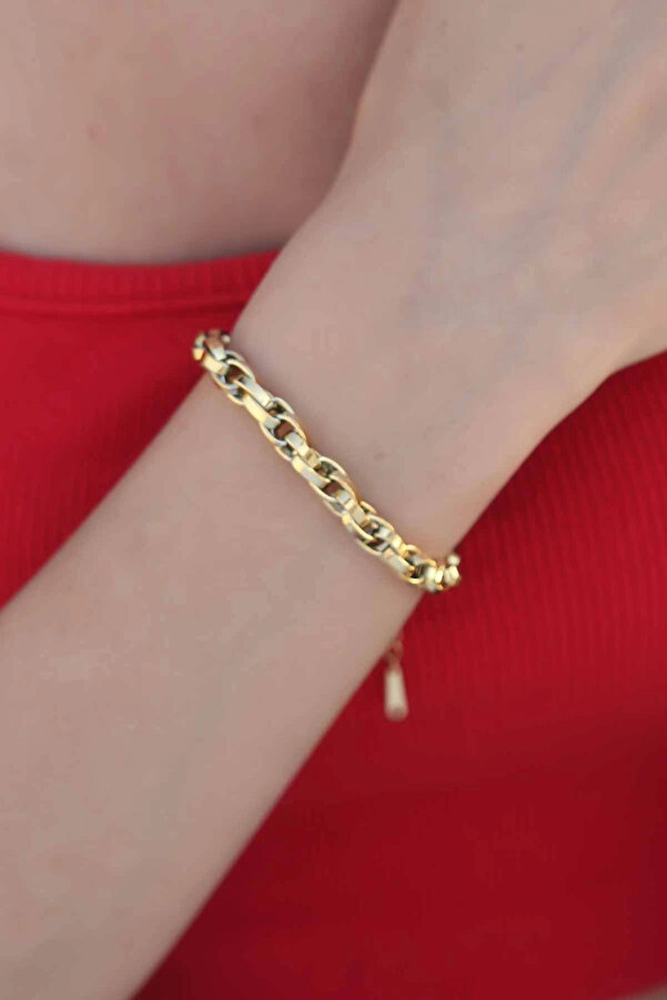 Buti̇k Gold Renk Çeli̇k Zi̇nci̇r Kadın Bi̇lekli̇k