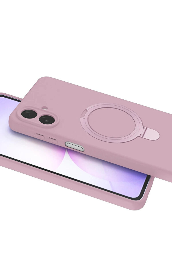 Buti̇k Samsung Galaxy A07 4G Regal Magsafe Standlı Kapak - Açık Pembe-(5796)