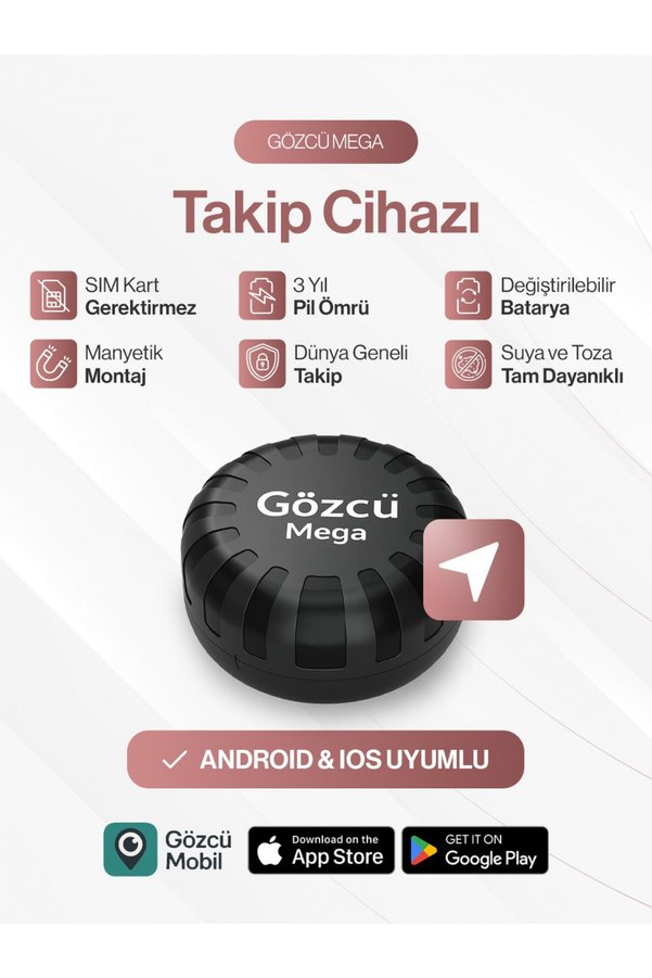 Genel Markalar Mega Takip Cihazı IOS Android Uyumlu Motor Araç Taşıt GPS Cihazı Su Geçirmez