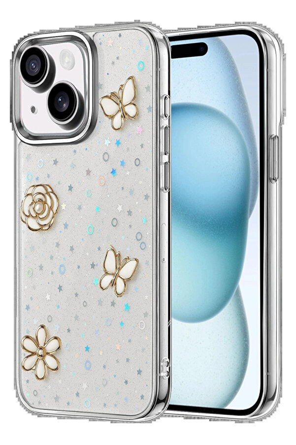 Buti̇k Apple İphone 15 Fi̇yonk Desenli̇ Kapak - Desen 2-(5796)
