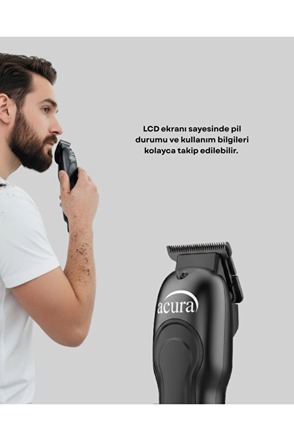 Buti̇k 7000 Rpm Güçlü Motorlu Lcd Göstergeli̇ Şarjlı Tıraş Maki̇nesi̇