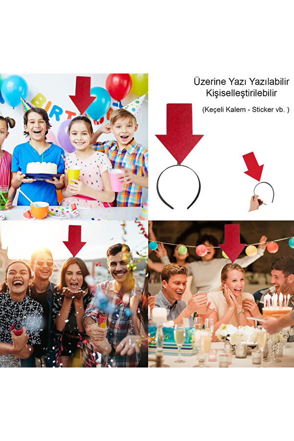Ethab Ti̇caret Ki̇şi̇selleşti̇ri̇lebi̇li̇r Ok Taç – Üzeri̇ne Yazı Yazılabi̇len Parti̇ Tacı Kırmızı Renk