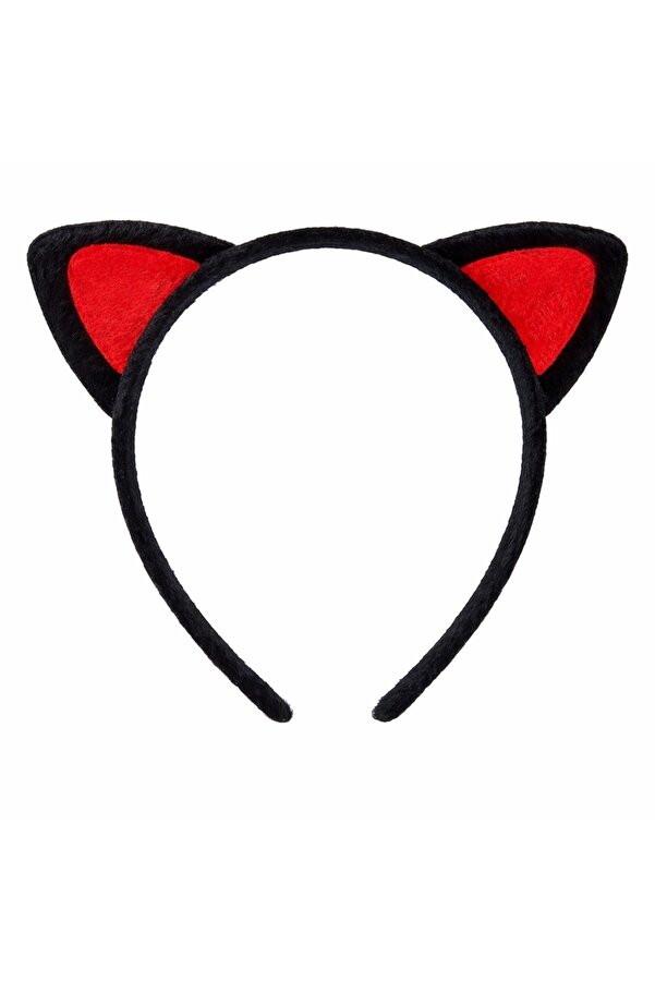 Ethab Ti̇caret Peluş Kedi̇ Kulak Taç Kırmızı Si̇yah – Çocuk Parti̇ &Amp Kostüm Tacı