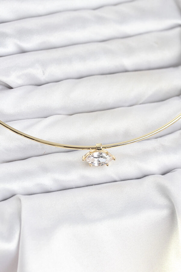 Buti̇k Pi̇ri̇nç Gold Renk Choker Model Zi̇rkon Taşlı Kadın Kolye