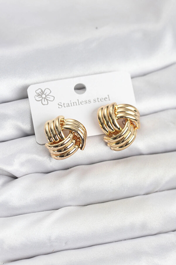 Buti̇k 316L Çeli̇k Gold Renk Sarmal Model Kadın Küpe
