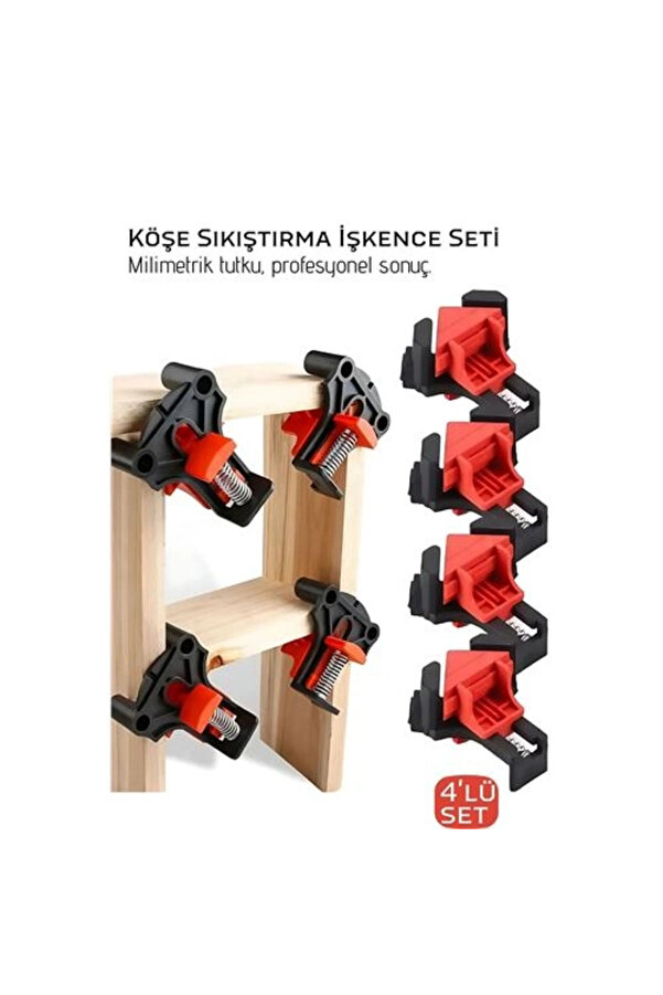Buti̇k 90 Derece Köşe Sıkıştırma İşkence Seti̇ 4 Lü - Köşe Tutucu Köşe Bi̇rleşti̇ri̇ci̇