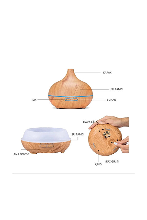 Evimdeyokyok Hava Nemlendirici 7 Led Işıklı Aromatik Oda Kokusu 550 Ml Kahve Aroma Difüzörü Buhar Makinası