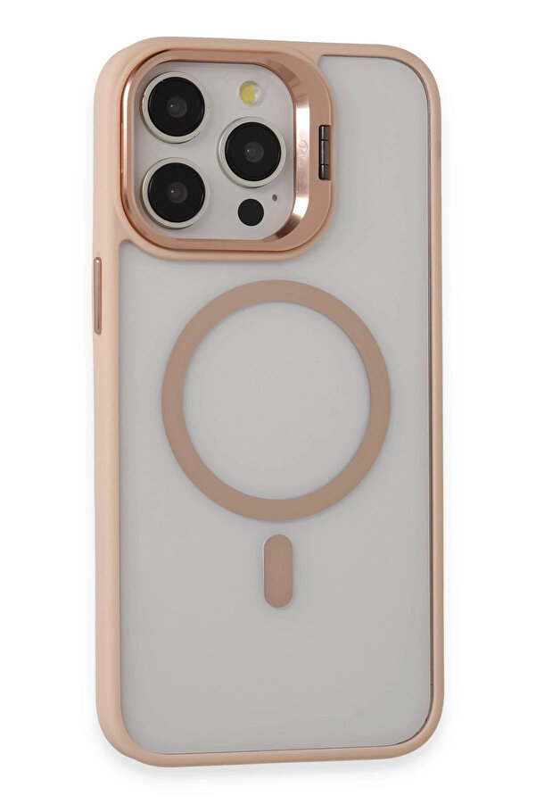 Buti̇k İphone 14 Pro Kılıf Roblox Lens Magsafe Standlı Kapak - Pudra-(5796)