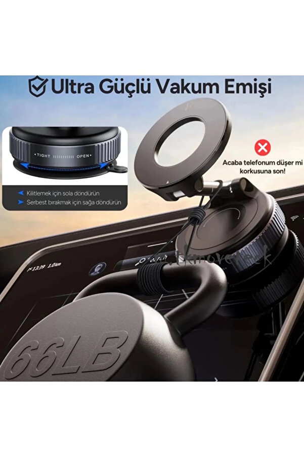 Evimdeyokyok 360 Dönebilen Ayarlanabilir Araç Içi Tutucu Kullanılabilen Vakumlu K007 Magsafe Telefon Tutucu