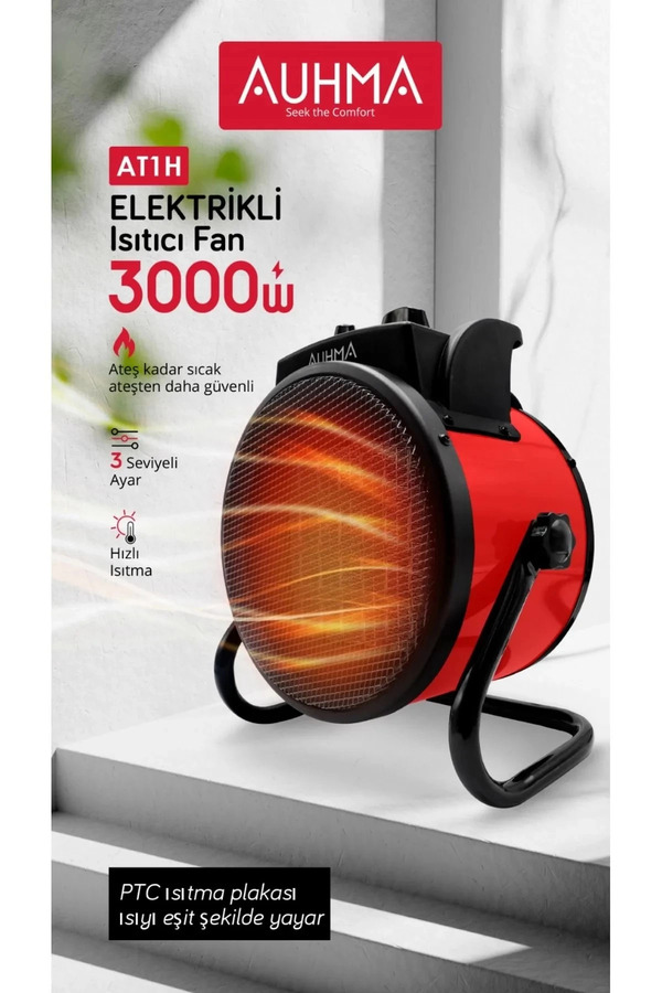 Evi̇mdeyokyok Ultra Güçlü 3000 Watt Taşınabi̇li̇r Elektri̇kli̇ Portati̇f Isıtıcı Soba Sıcak Hava Üfleyen Fan Radyatör