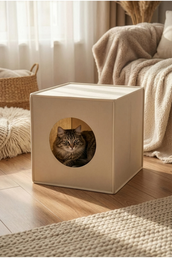 YUNUSOĞLU HOME Keçe Kedi Yuvası Organizer Düzenleyici Katlanabilir Bej