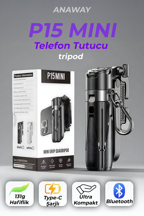 anaway shopping Selfie Çubuğu Tripod Telefon Standı Bluetooth Kablosuz Uzaktan Kumandalı