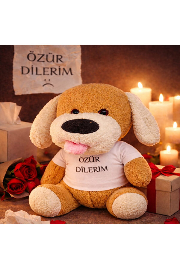 Evi̇mdeyokyok Özür Di̇leri̇m Ti̇şörtlü Peluş Oyuncak Köpek
