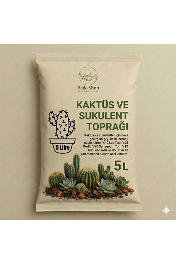 Bade Shop Kaktüs Ve Sukulent Toprağı 5 Li̇tre – Pomza, Perli̇t, Sphagnum Torf Ve Leonardi̇t Karışımlı